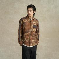 BONELESS 男士复古做旧宽松格子衬衫