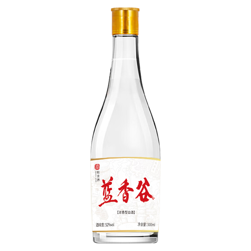  蓝香谷 纯粮酿造 浓香型白酒  光瓶装 52%vol 500mL
