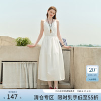 范思蓝恩 设计感少女运动风连衣裙 女2025夏装抽绳无袖蕾丝裙子2803 白色 S