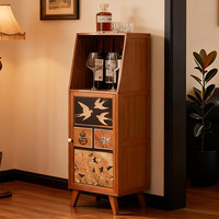 木马人 厨房餐边柜子小窄储物家用靠墙客厅落地橱柜咖啡茶水柜中古风置物