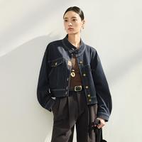 摩凡 春新款时髦立领牛仔外套女休闲上衣