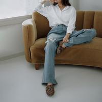 莎莎苏 春秋薄底复古孟克鞋舒适豹纹两穿深口乐福鞋女款软底