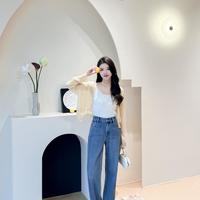 诗凡黎 轻薄白色v领针织开衫24夏新款吊带外搭高级感气质空调衫