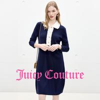 Juicy Couture 连衣裙女法式木耳边优雅针织中长裙雪夜微澜