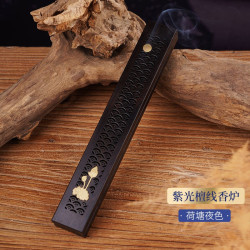 普云 紫光檀-黑檀卧香盒（荷塘夜色）
