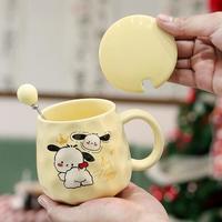 何佳功 可爱小狗陶瓷马克杯家用水杯大容量带盖勺陶瓷杯伴手礼盒装 撅屁股/杯+盖+勺（（普通包装）