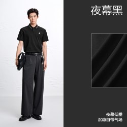 太平鸟 凉感抗菌 男士Polo衫 黑色 L