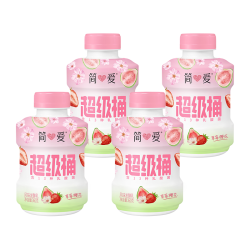 简爱 超级桶樱花草莓裸酸奶大桶分享装 风味发酵乳360g*4瓶