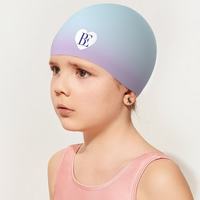范德安 小红心系列儿童防水  贴合不勒头 泳帽  KYM009 梦幻紫兰渐变