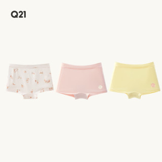  Q21 抗菌透气 儿童内裤 110 体重31~36斤 【女平角3条】森林小屋/淡粉/奶黄