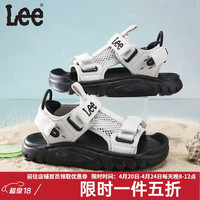 Lee 童鞋夏季凉鞋 防滑软底魔术贴 透气沙滩鞋 米色 33