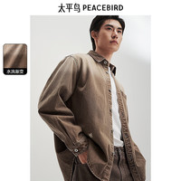 PEACEBIRD/太平鸟 复古水洗渐变色 男士牛仔衬衫