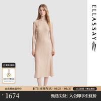 歌力思 2024夏季新中式褶皱舒适收腰显瘦连衣裙女EWU353Y01400 香槟杏（6.15） M