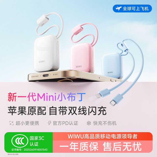 WIWU 充电宝3c认证可上飞机高铁小方块充电宝小巧轻薄大容量快充 10000毫安