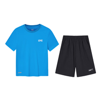  ERKE/鸿星尔克 透气 儿童运动套装 浮潜蓝+正黑 160