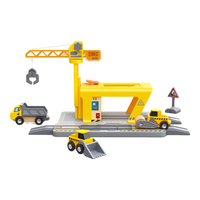  Hape 儿童拼装积木套装+火车轨道+工程车+小赛车