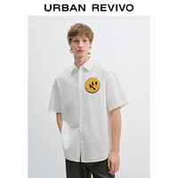 URBAN REVIVO 潮流感毛巾绣章 男士短袖开襟衬衫