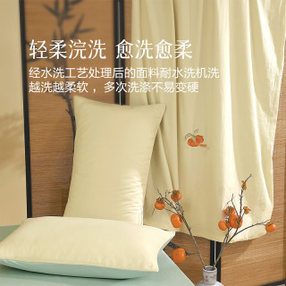 水星家纺 水洗棉素色被套 好柿花生 150cm*210cm