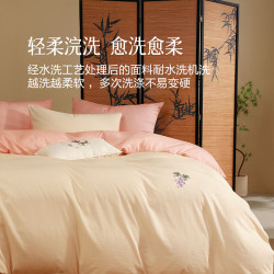 水星家纺 100%纯棉全印花被套  水洗棉素色 150cm*210cm