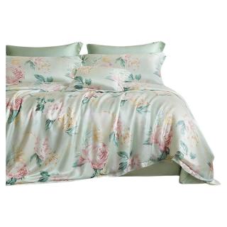 富安娜 100%莱赛尔+50S高支高密天丝四件套 瑶台·清雅 152*210cm