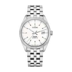 TITONI 瑞士进口手表 宇宙系列 自动机械钢带男士腕表41mm879-S-606礼物