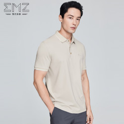 鄂尔多斯 ERDOS EMZ 春夏桑蚕丝吸湿透气商务易去污POLO衫