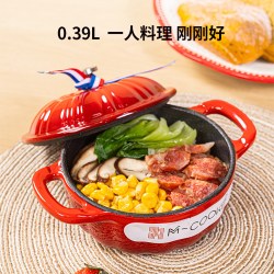 铁工房 迷你小珐琅锅一人食家用多功能铸铁焖炖盅煲仔饭小煮砂锅