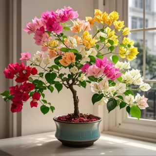 三角梅盆栽小苗 爬藤花卉植物 室内客厅阳台室外 四季好养绿植 1颗含加仑盆