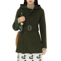 BURBERRY 女式法式优雅时尚感纽扣配腰带连帽羊毛外套