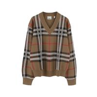 BURBERRY 大童经典格纹V领针织衫