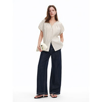  DUSHU/独束 时尚花苞短袖 女士衬衫 2XL （尺码：4）