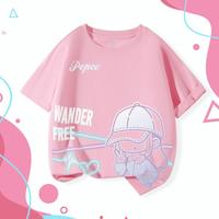 小猪班纳 女童t恤短袖100%纯棉中大儿童运动潮流夏季薄款透气半袖上衣