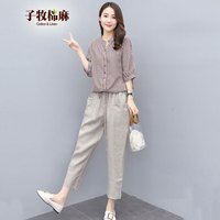 子牧棉麻 宽松 女士套装