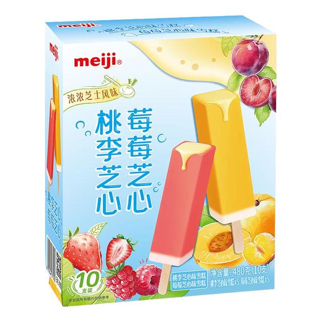 明治 冰淇淋 桃李芝心、莓莓芝心味48g*10支