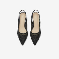 百思图 细高跟 女士凉鞋 黑色