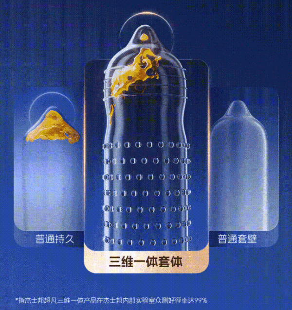 杰士邦 超凡持久 三维一体安全套 含二代液态苯佐卡因12mg 10只
