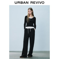 URBAN REVIVO 假两件撞色拼接设计感 女士针织衫