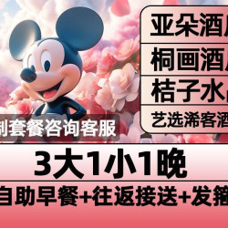 迪士尼3大1小早鸟票+1晚含早+接送