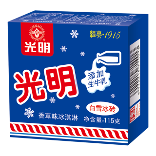 光明牌 白雪冰砖115g*4块 经典中砖奶砖香草味冰淇淋雪糕