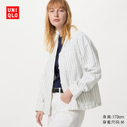 优衣库 棉麻工装茄克女装男装/外套夹克通勤休闲百搭 &482273 486048