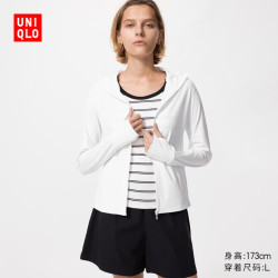 优衣库 AIRism &高弹力防紫外线 &拉链连帽开衫女装实测UPF &100+483281