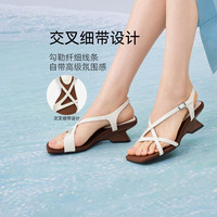  BASTO/百思图 粗跟 女士凉鞋 米色 36