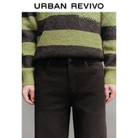 URBAN REVIVO 通勤简约 男士牛仔裤 深棕绿 34