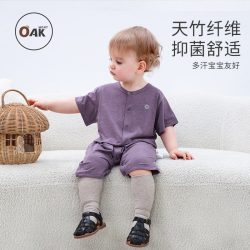 OAKMONT Oak mont婴儿短袖连体衣宝宝夏装衣服夏季薄款竹纤维哈衣爬服