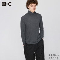  UNIQLO/优衣库 羊绒混纺 男士两翻领T恤 481442/07青灰色 XL