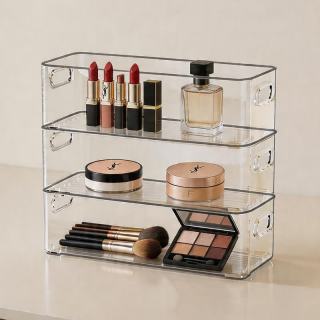 珺北 亚克力透明长条收纳盒 2个 加固加厚款