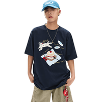  F426 小狗蛋糕毛巾绣 女士短袖T恤 藏青色 S