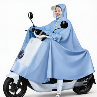 珺北 防暴雨 电动车摩托车雨衣 天空蓝5XL 加厚款
