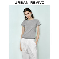 UR UR 2025秋季新款女装 纯色圆领修身短款T恤 UWM450142