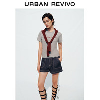 UR UR秋季新款女装不规则设计感撞色字母短袖T恤UWM450120